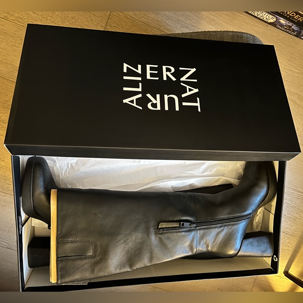 New in box LEATHER comfortable heeled boots!